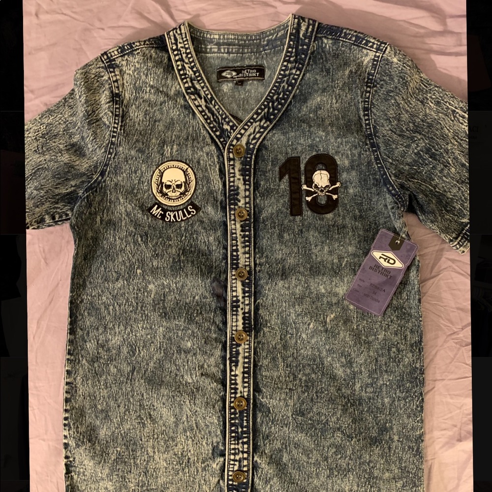 Denim Men's  Short Sleeve Button Down Shirt